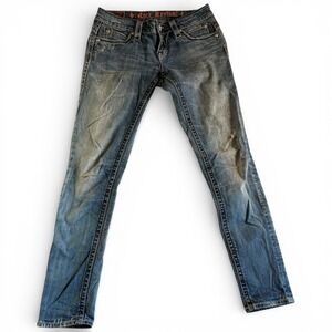 Rock Revival Skinny Jeans Women 26 Blue Denim Logo Stretch Low‎ Rise Distressed